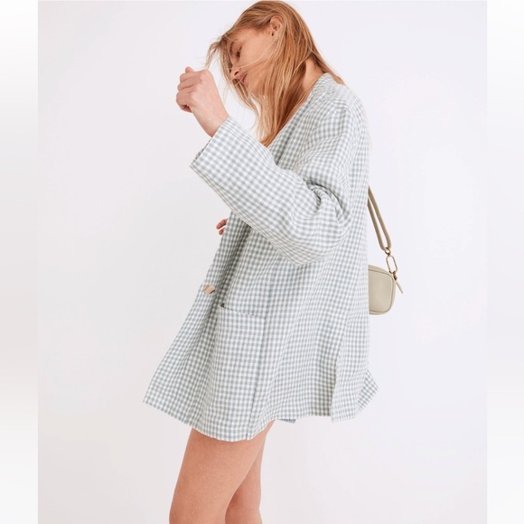 Madewell Linen Collarless Blazer in Gingham Check - Picture 4 of 15